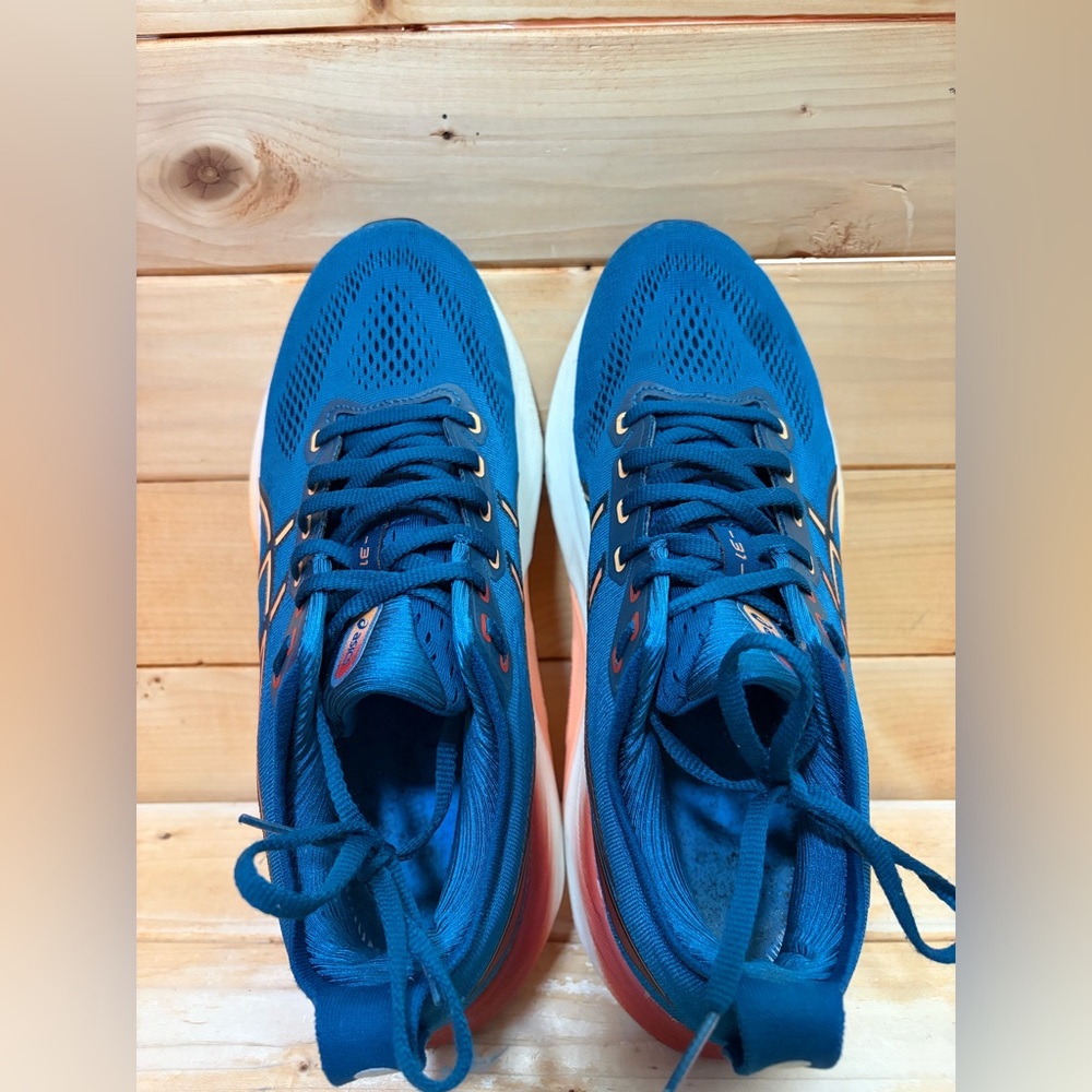 Asics Men's Gel-Kayano Athletic Running Shoes in Blue with Orange Gradient - Picture 6 of 11